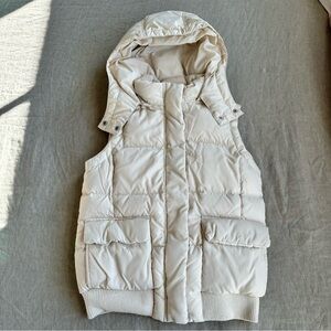 Gap Puffer Vest with Detachable Hood - Ivory, Size XS